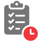 A checklist with a clock, representing task management and time efficiency​.