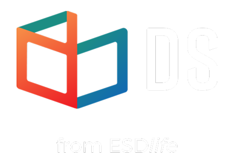 The logo for DS from ESDlife, featuring a modern design with a colorful cube.